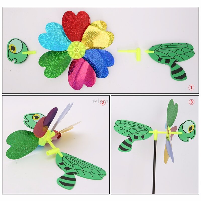 طاحونة هوائية على شكل نحلة ثلاثية الأبعاد ، ديكور حديقة المنزل ، لعبة أطفال ، MAY07