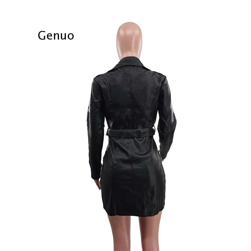 Jaket Kulit Imitasi Pu Ramping Musim Dingin Jaket Pengendara Motor Klasik Wanita Mantel Dasar Wanita Musim Gugur Jaket Kulit Wanita Panjang Pakaian Luar