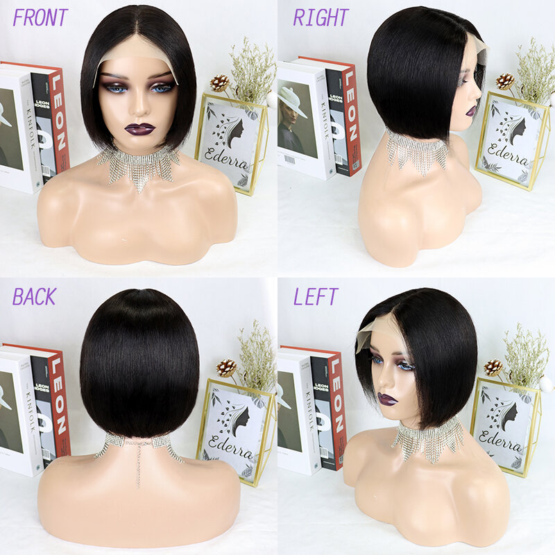 Straight Short Bob Lace Front Human Hair Wigs Brazilian Closure Frontal Wig Pre Plucked Remy Glueless Bob Wig For Womants Wigs 1