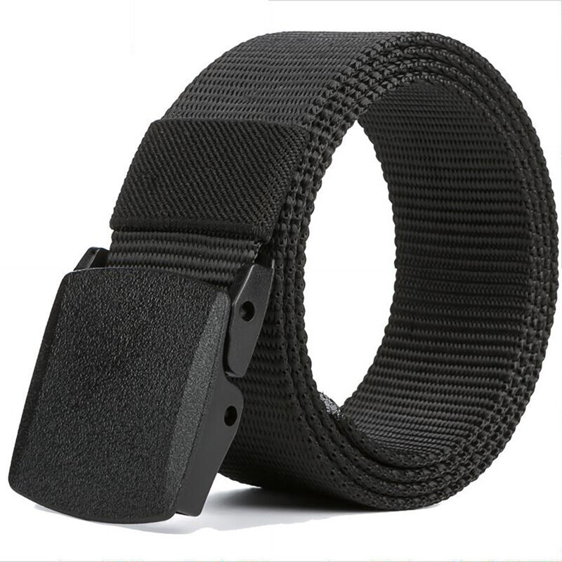 Fashion Men's Belt No Metal Plastic Buckle Canvas Outdoor Belts Casual Jeans Belt Breathable Wear-resistant Belt