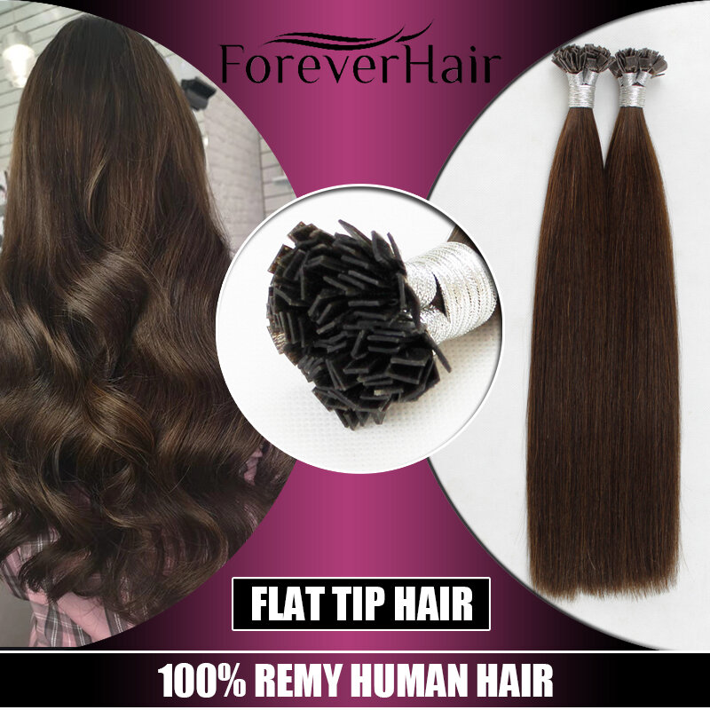 Forever hair-extensão de cabelo humano liso para remy, ondulado e reto, 80g, cápsula natural, 16-22 polegadas