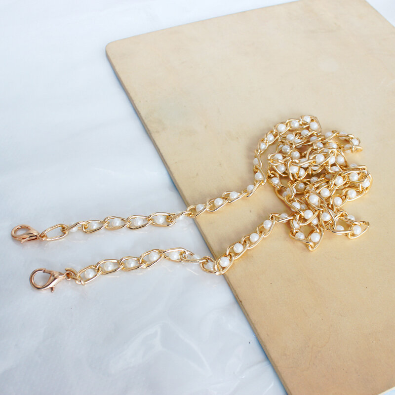 Cadena de perlas de imitación de 40-120cm para mujer, repuesto para bolso de hombro cruzado, correa, ASA, cinturón, piezas