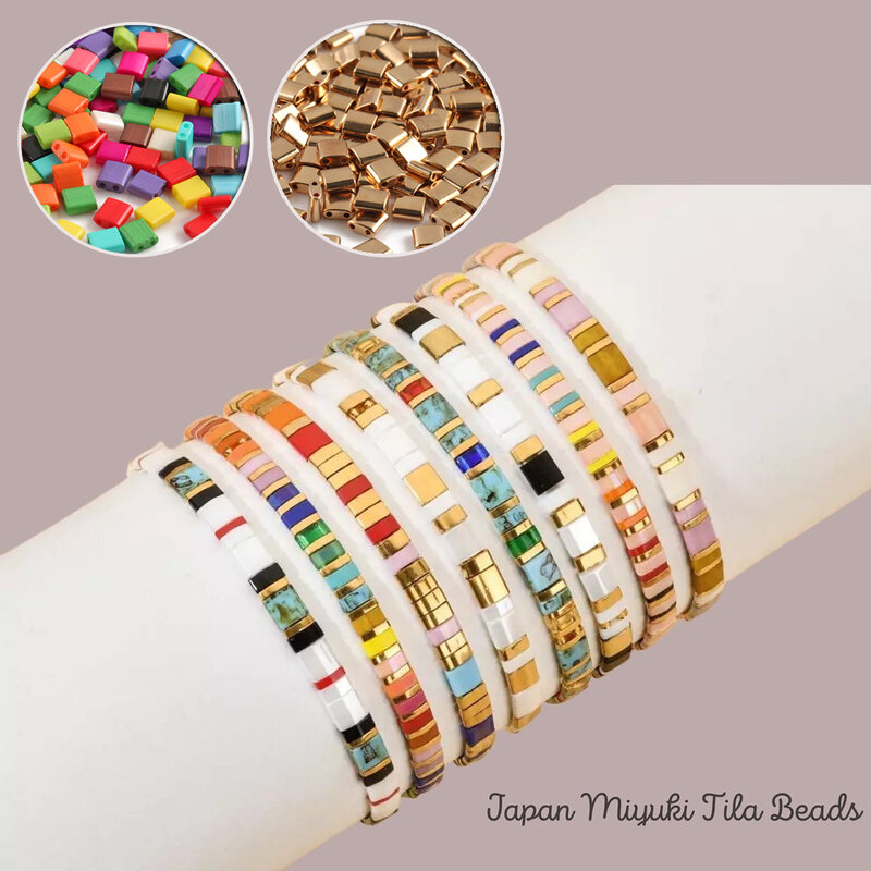 Due fori perline Taidian Seedbeads per gioielli che fanno bracciali fai da te accessori gioielli da spiaggia estivi 5x5x2mm 50 pz/lotto