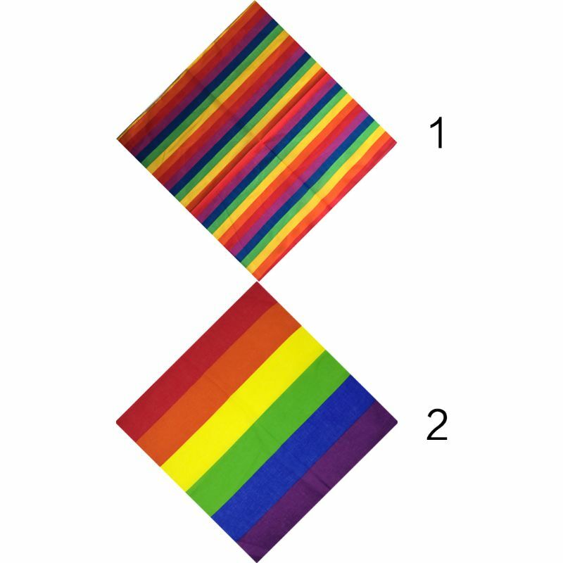 Festival Rainbow Warna-warni Tujuh Garis 55X55CM Uniseks Katun Saku Persegi Syal Ikat Kepala Bandana Gay Parade Gelang Dasi Leher