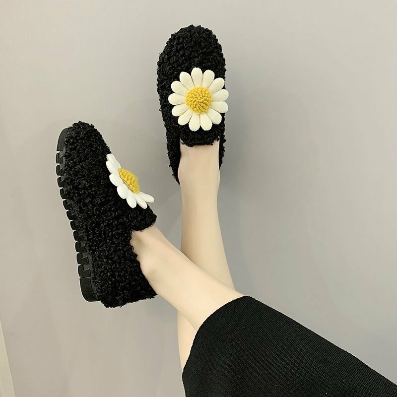 Plush Shoes Women's Shoes  Pedal Peas Shoes And Velvet Shoes-Walking Style Fashion Shoes For Women Low Popular Light  Keep  Warm