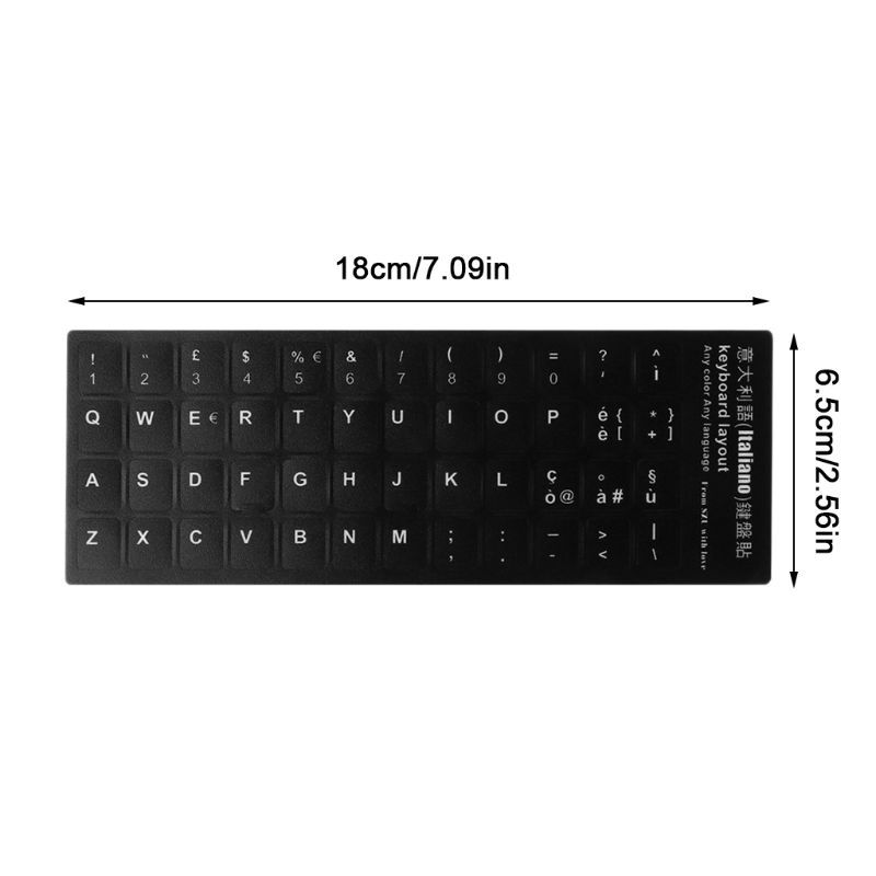 Russian/French/Spanish/Japanese/German/Arabic/Korean/Italian Keyboard Language Sticker Black Background with White Lettering