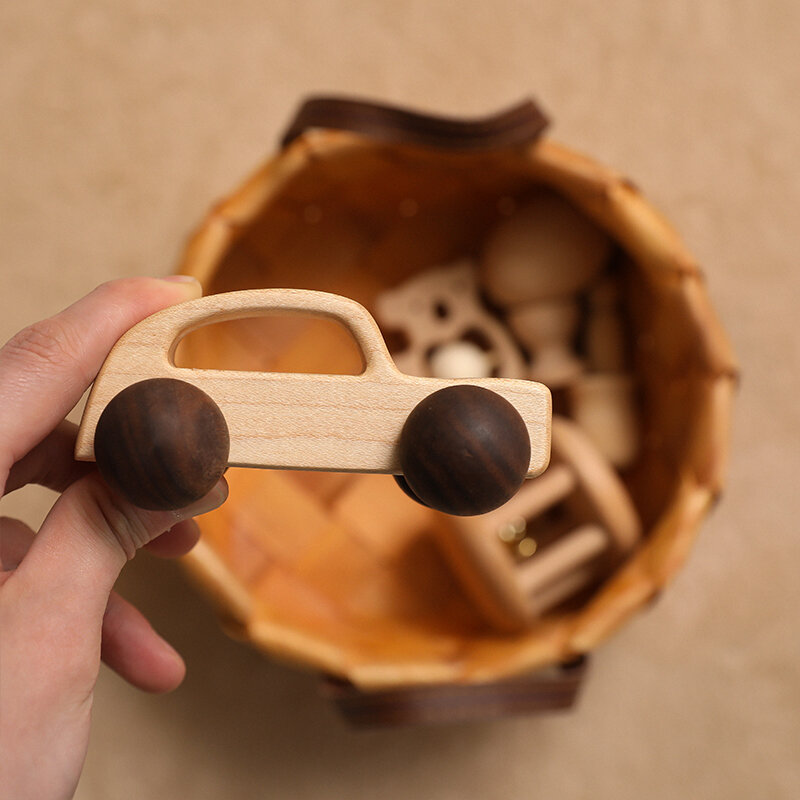 New Wooden Car Toys Set Baby Toys Rattles Bracelet Wood Teethers Montessori Toy Infant Teething Rattle Shower Gift