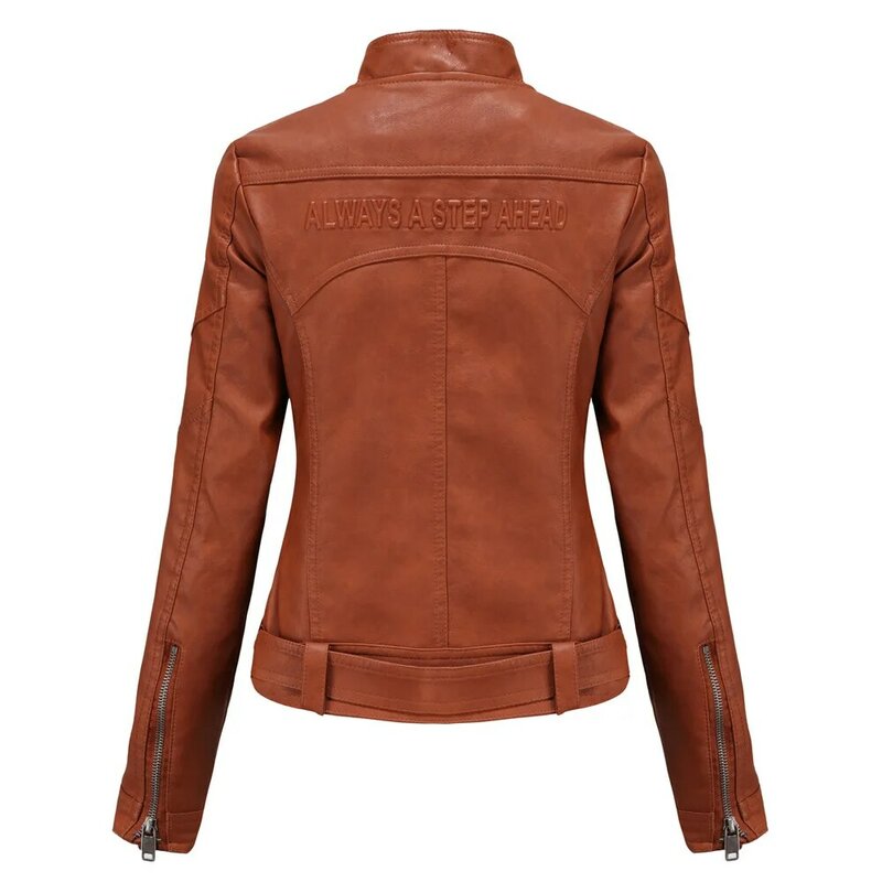 New Women Leather Coat Spring Autumn Long Sleeved With Belt Faux Leather Jacket Female Punk Outwear Ladies Biker Moto Outwear