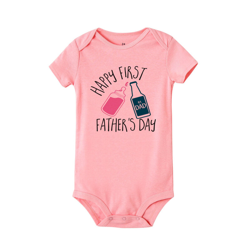 Gelukkig Eerste Vaderdag S Bodysuit Grappig Bier Baby Shirt Vaderdag Gift Zomer Korte Mouwen Jumpsuit Casual