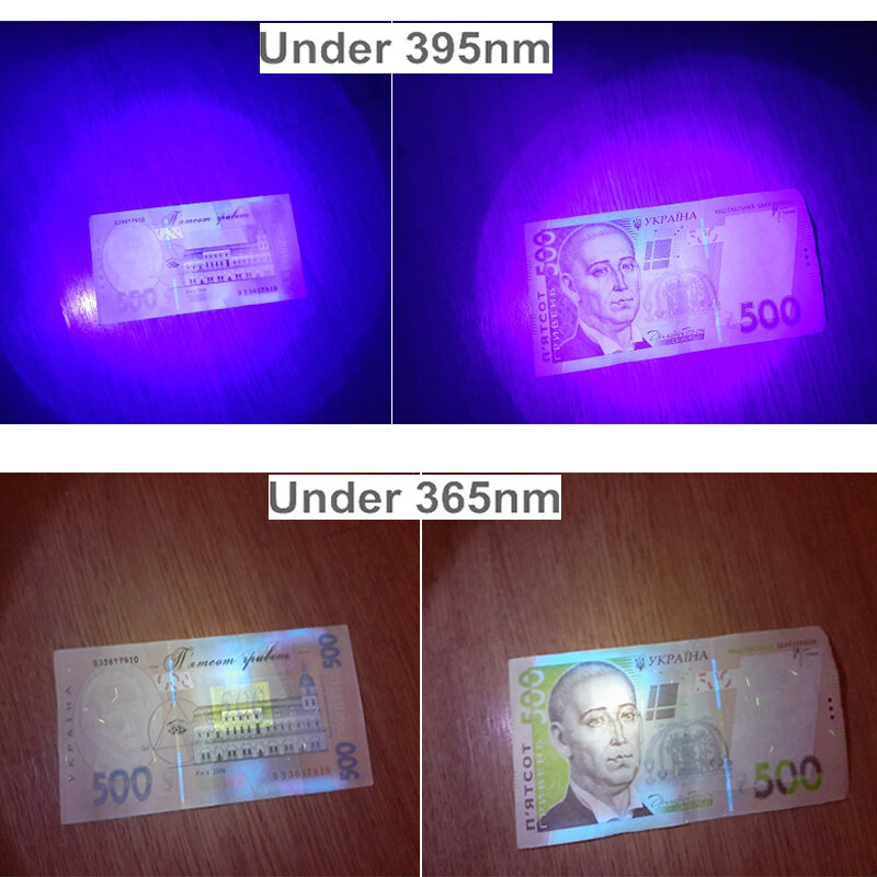 TopCom-Lanterna LED UV, Inspeção De Dinheiro, Mini Detector De Moeda, Tocha Ultra Violeta, 395nm 380nm 365nm