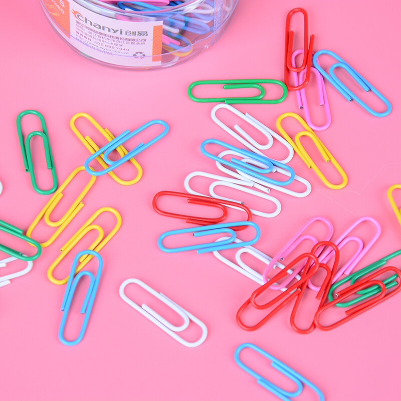 100 peças sortidas de clipes de papel coloridos mistos para escritório escola estudo papelaria