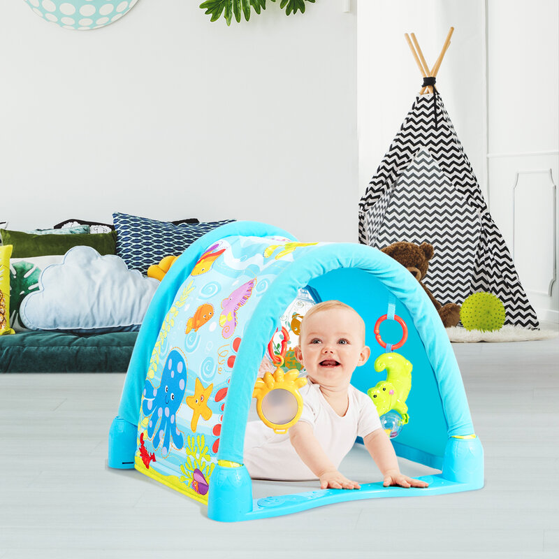 4-in-1 Activity Gym Play Mat Baby Activity Center w 3 giocattoli appesi Baby Play