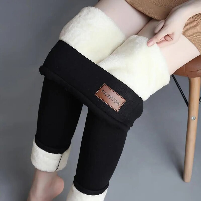Women Winter Warm Pants Thick Plush Liner Leggings High Waist Skinny Trousers