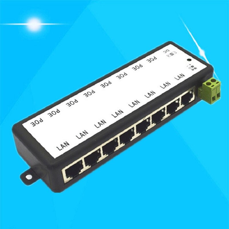 4 Port 8 Colokan Injektor PoE Adaptor Daya Ethernet Pin Catu Daya 4,5(+)/7,8(-) Input DC12V-DC48V untuk Kamera IP