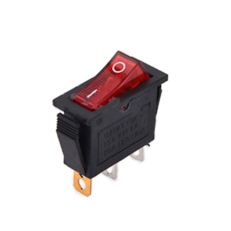LED 플라스틱 푸시 버튼이 있는 라운드 로커 토글 스위치 캡, 빨강, 검정, 2 핀, 6A 250V, 10A, 125VAC