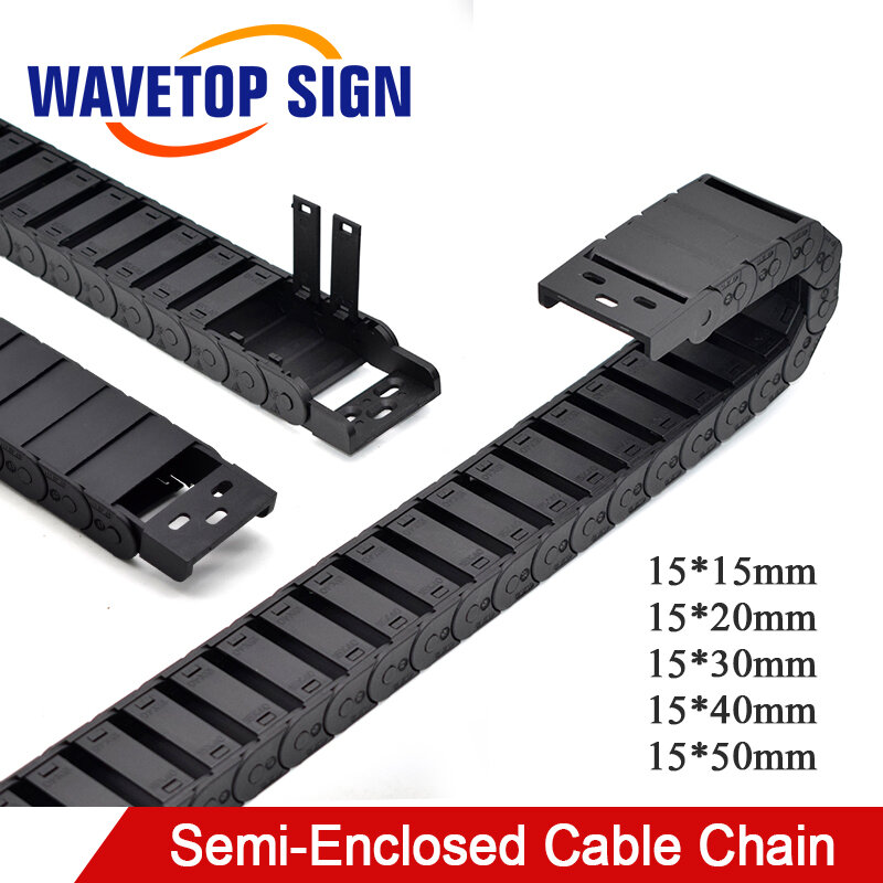 Cadena de Cable semicerrada de 1 metro para impresora 3D, portador de transmisión de alambre, arrastre de plástico, grabado CNC, 15x20, 30, 40, 50mm