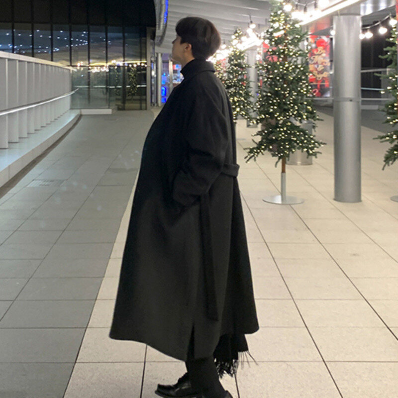 IEFB-abrigo largo de lana de manga larga para hombre, abrigo holgado informal de un solo pecho, moda de otoño e invierno, tendencia coreana, 9D1655