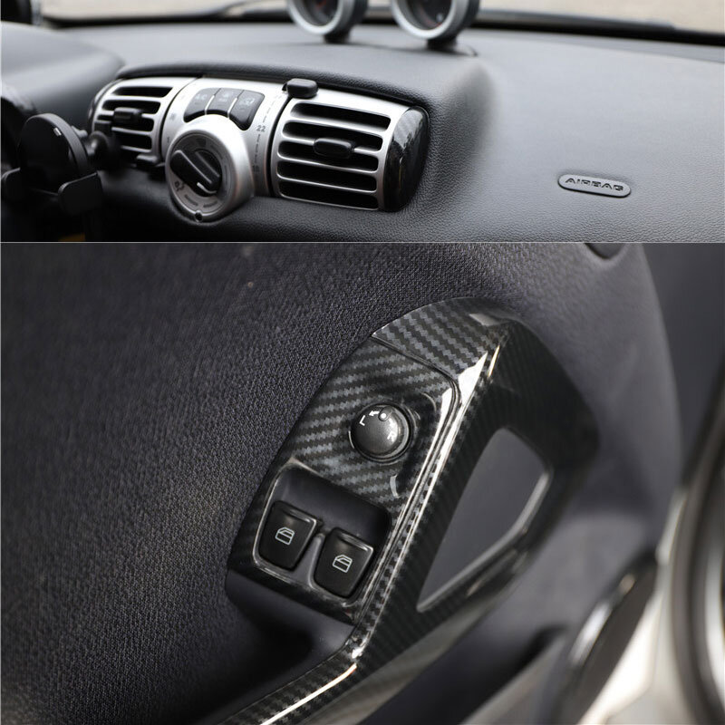 Autocollants pour Smart 451 Fortwo, coque de décoration pour sortie d'air automatique, pour console centrale 3D, accessoires de voiture, style intérieur modifié