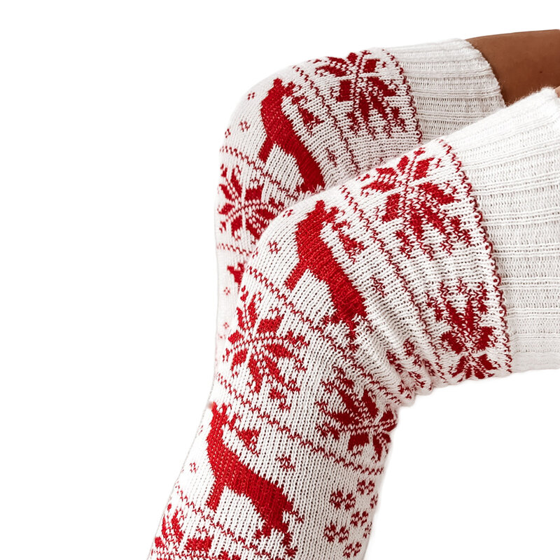 Weihnachten frauen Socken Oberschenkel Hohe Socken Snowflake Drucken Knit Über Die Knie Strümpfe Weibliche Warme Socken Strumpfwaren Herbst Winter