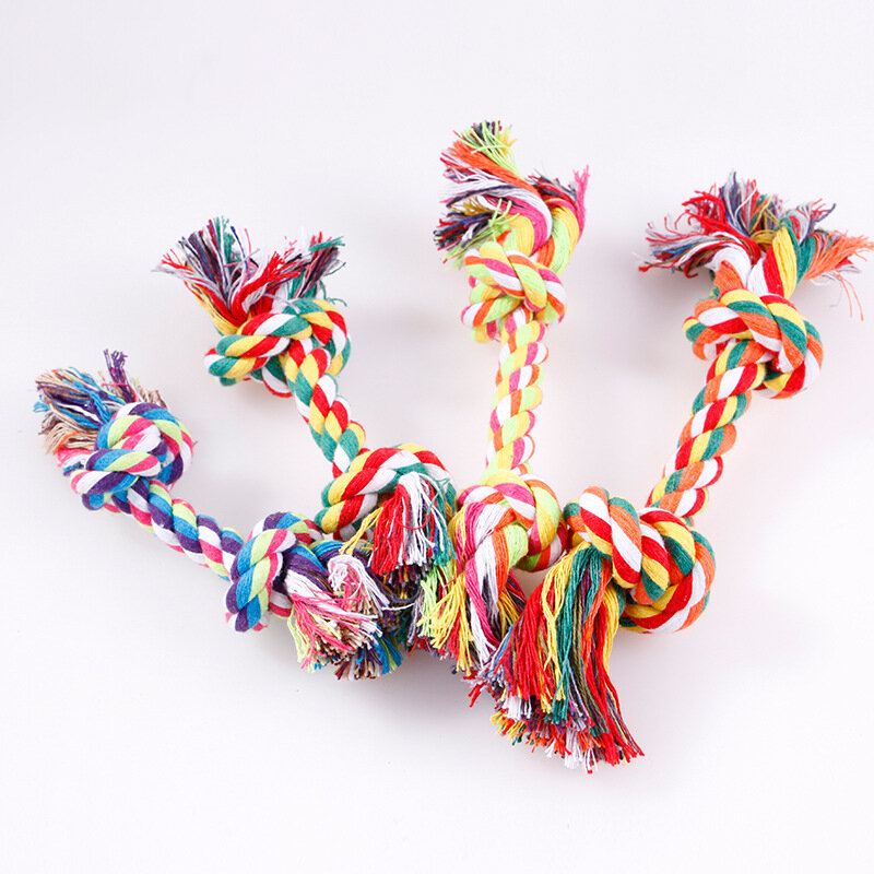 1pc 18センチメートルペット犬猫子犬コットンノット玩具モルおもちゃ耐久性編組骨ロープペットの歯クリーニング用品ランダムな色