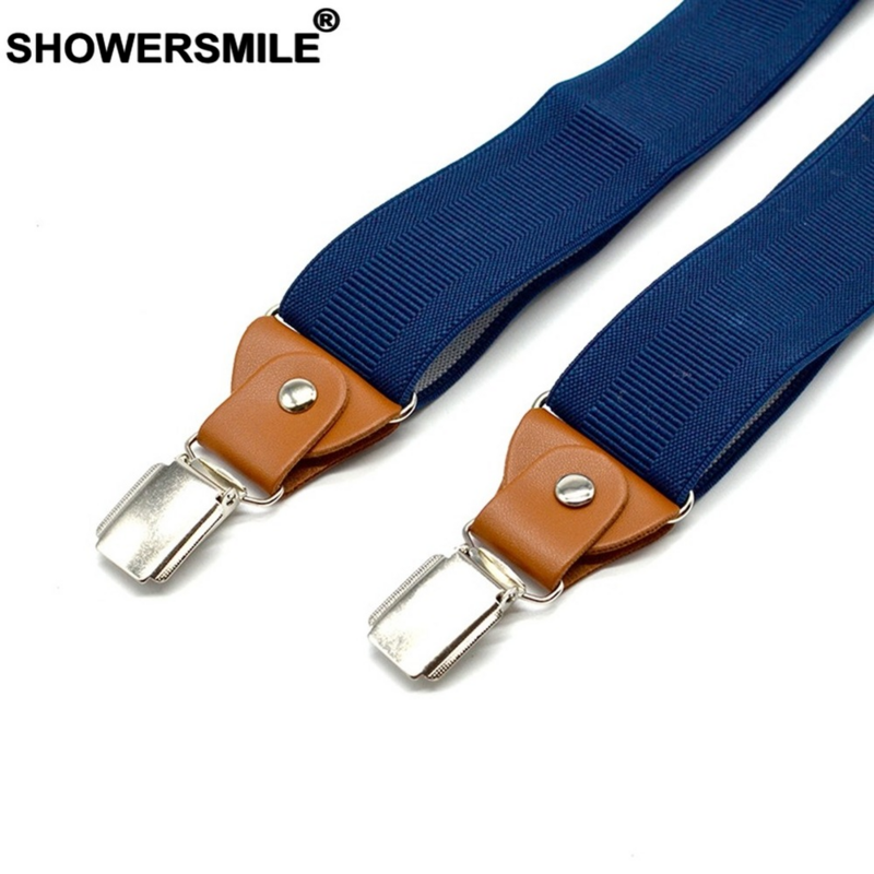 Bretelles réglables élastiques pour hommes, bretelles larges pour adultes, ceinture de surintendant pour hommes, bleu marine, solide, 120cm x 3.5cm