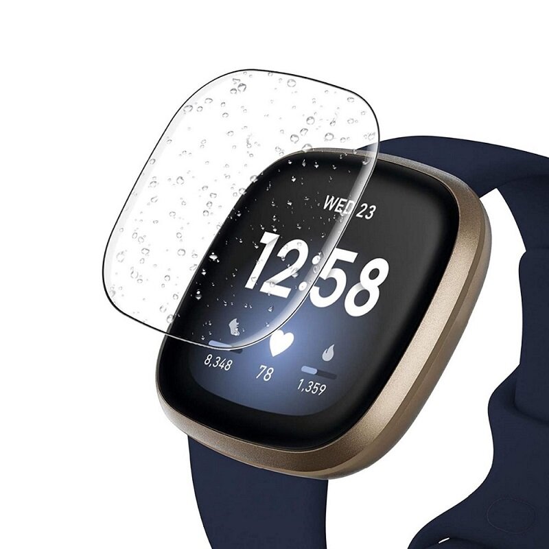 ScreenTPU Film pelindung bening untuk Fitbit Versa 3 2 & Sense Smartwatch Ultra tipis penutup penuh Hydrogel jernih Film pelindung