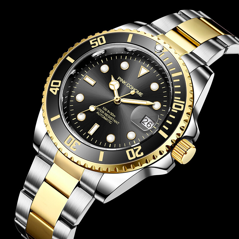 Watches Automatic Waterproof Diver Swiss Homage Mechanical Wristwatch Male Clocks Luminous Relogio Masculino Switzerland