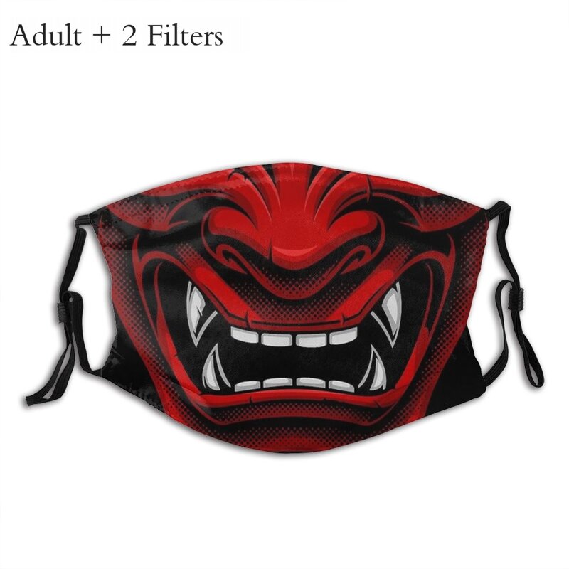 Oni-máscara facial samurai de proteção para a boca, aparelho japonês para proteção do rosto, feito com filtros