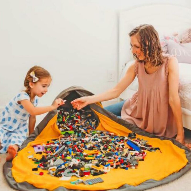 Colchoneta de juego y bolsa de almacenamiento de juguetes, organizador duradero para actividades en el suelo, colchoneta con cordón