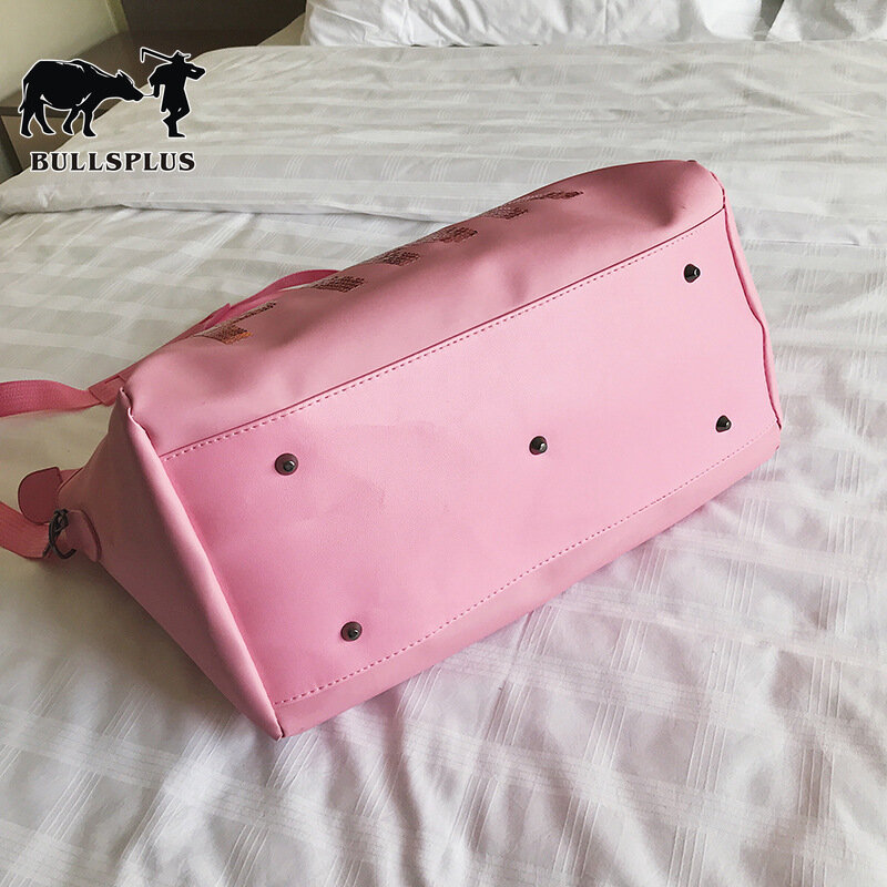 2019 new short travel bag women's handbag bag men's large-capacity PINK travel bag shoe seat fitness bag