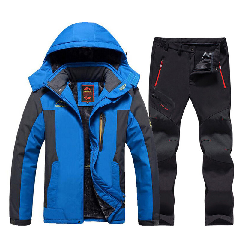 남성용 스키 세트 브랜드 방풍 방수 두꺼운 따뜻한 스노우 코트, 겨울 스키 및 스노보드 재킷 및 바지 세트, 2022 신제품