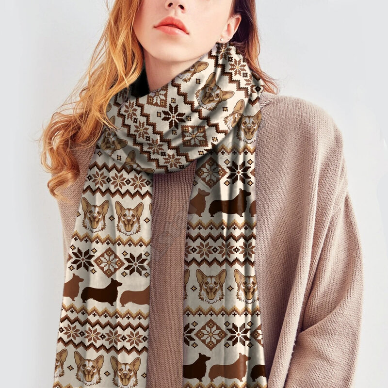 Симпатичный валлийский корги 3D печать имитация кашемира шарф осень и зима утолщенная теплая шаль шарф