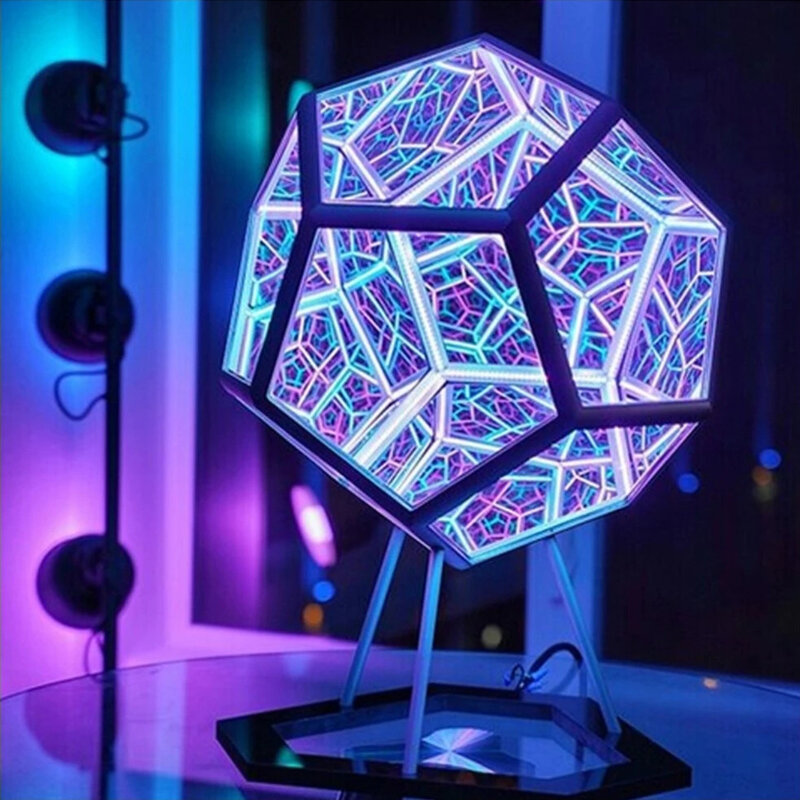 أحدث Led ضوء الليل لانهائي Dodecahedron اللون الفن أضواء الجدة هدية كول التكنولوجيا ليلة مصباح المنزل عيد الميلاد الديكور