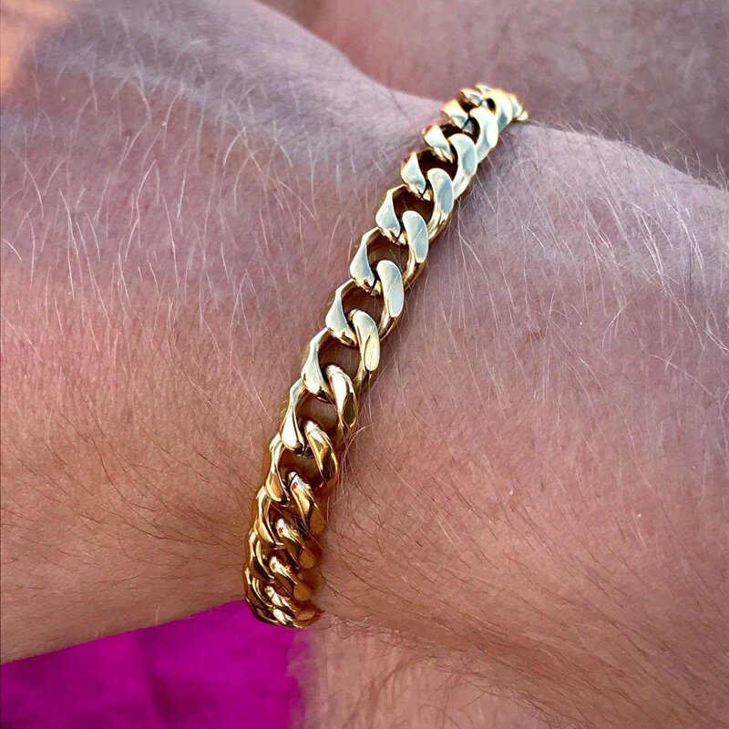 Nuovo braccialetto da uomo a catena cubana alla moda classico bracciale a catena in acciaio inossidabile 3/5/7mm di larghezza per regalo di gioielli da donna da uomo