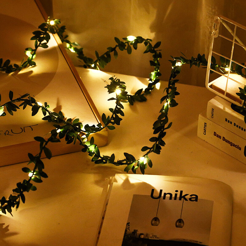 5 متر الأخضر ليف جارلاند سلسلة أضواء LED سلك نحاسي مرن الاصطناعي ورقة الكرمة أضواء لعيد الميلاد حفل زفاف إضاءة زينة