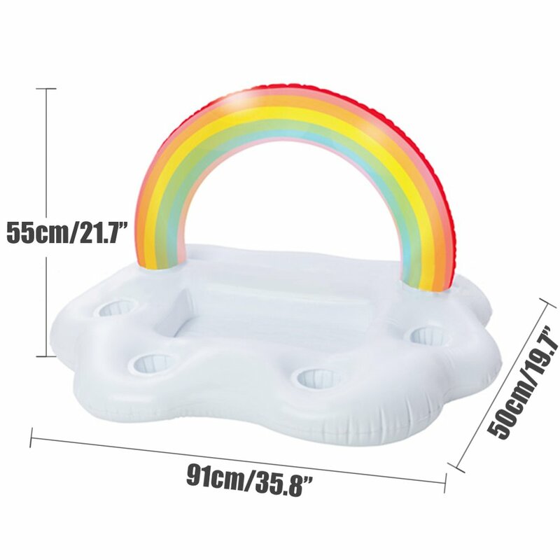 Summer Party Bucket Rainbow Cloud Cup Holder Inflatable Pool Float Beer Drinking Cooler Table Bar Tray Beach Swimming Ring Gift