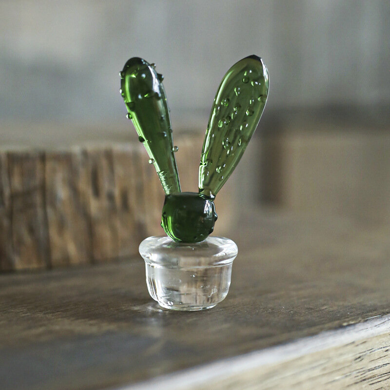 Artesanal de vidro murano cactus estatuetas ornamentos artesanato adorno criativo colorido bonito planta em miniatura para decoração casa