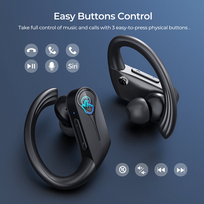 Mpow Flame Solo Kabellose Kopfhörer TWS Bluetooth 5.0 Ohrhörer mit ENC Geräuschunterdrückung Mikrofon IPX7 Wasserdicht für Laufsport