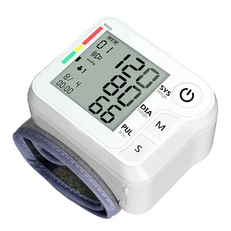 Monitor de pressão arterial de pulso automático lcd digital tonômetro sphygmomanômetro tensiômetro bloeddrukmeter bp medidor de frequência cardíaca