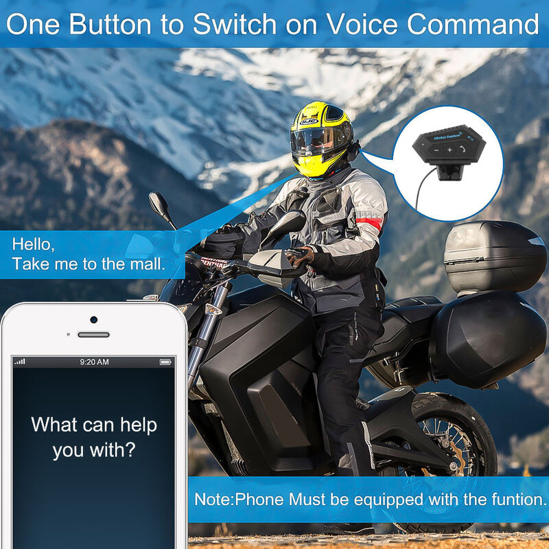 Kebidumei Motorfiets Draadloze Bluetooth Waterdichte Helm Headset Handsfree Tel Oproep Kit Stereo Anti-Interferentie Bt Oortelefoon