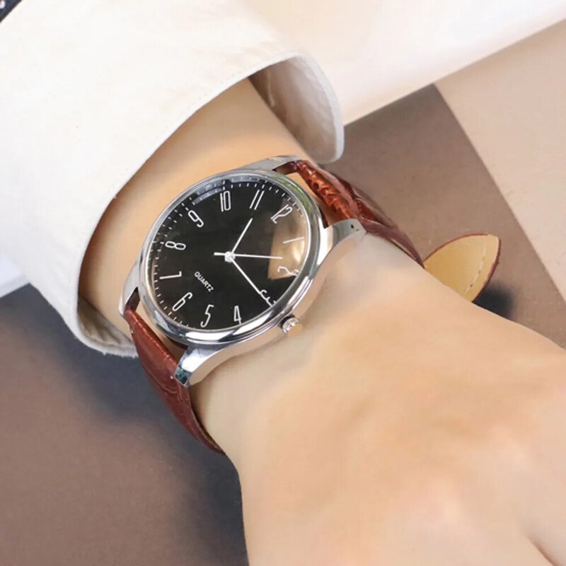 Для мужчин кварцевые часы в простом стиле Бизнес Для мужчин модные кожаные кварцевые наручные часы שעון גברים horloge человек