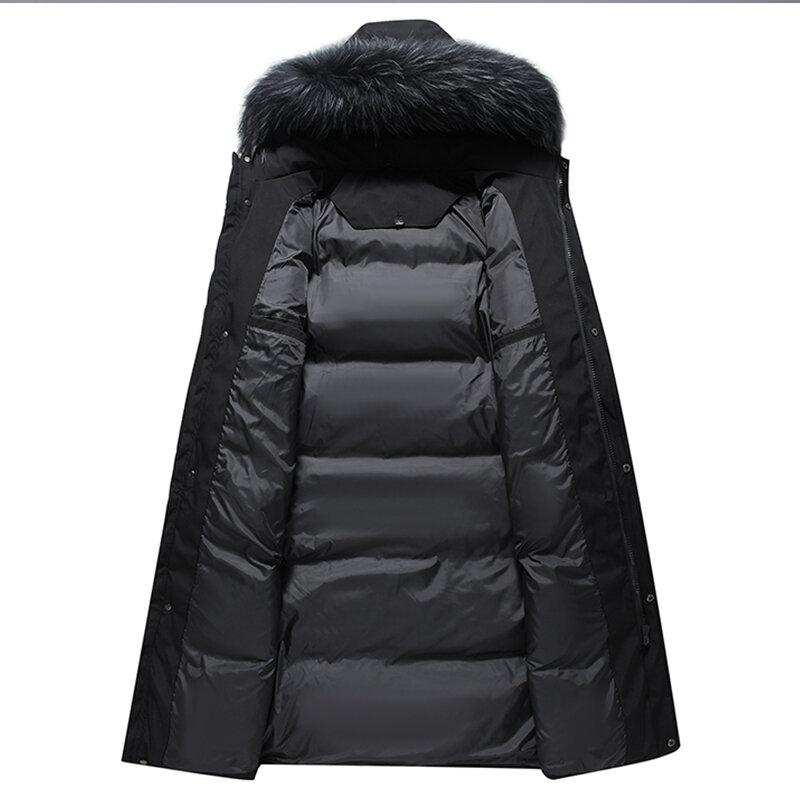 Новинка 2022, мужской утепленный пуховик-30, зимняя теплая куртка, Мужская модная длинная парка на белом утином пуху с капюшоном, размеры до 4XL