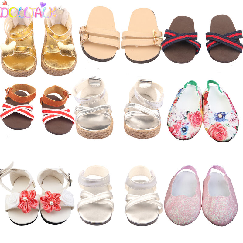 Sandal Boneka Bayi Baru Lahir 43Cm dan Sandal Jepit Elegan 18 Inci Sepatu Boneka Amerika untuk Aksesori Boneka Anak Perempuan Rusia Lifebuoy