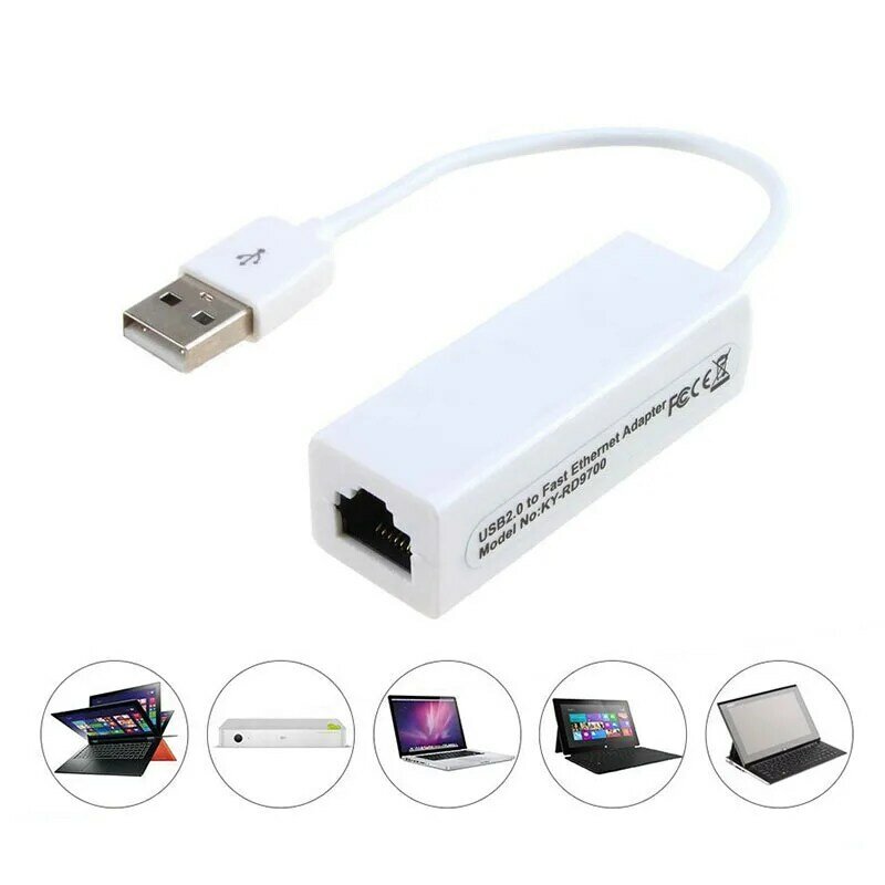 Адаптер Ethernet с USB 2,0 на RJ45, 10/100 Мбит/с, для Macbook Win7, 65X20X15 мм, 1 шт.
