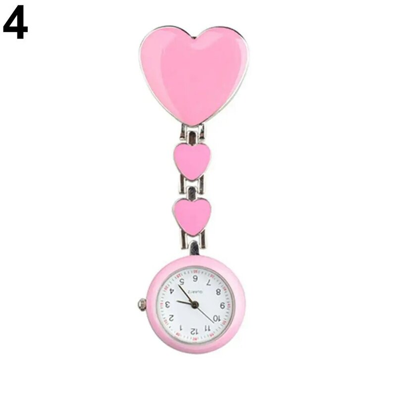 Reloj de enfermera de decoración de corazón de amor a prueba de agua, broche de cuarzo con Clip, de bolsillo, Fob