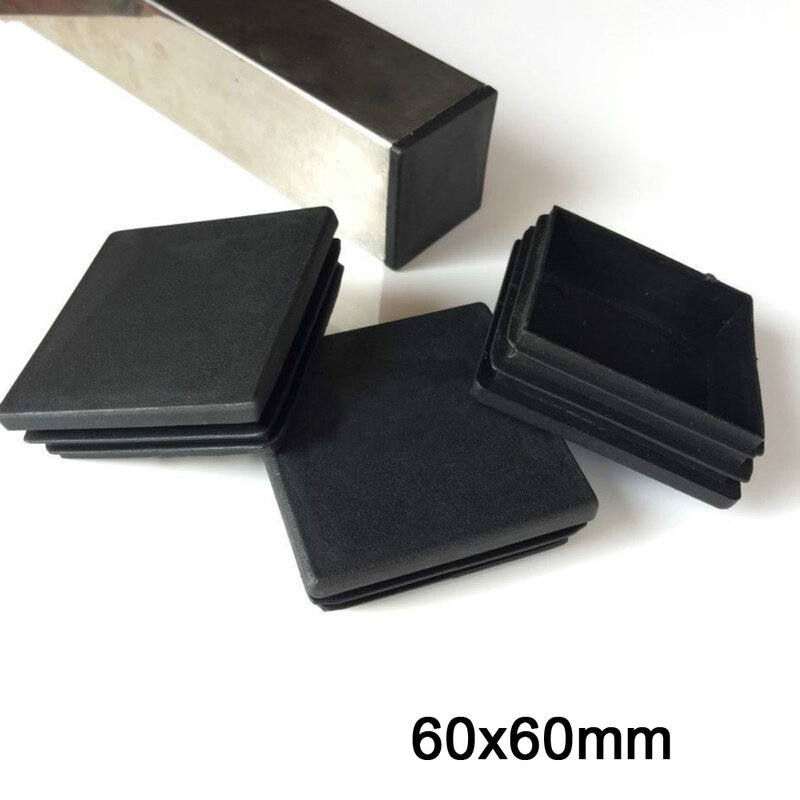 Tapón de plástico cuadrado, tapón de inserción de tubo, color negro/blanco, 60x60mm, 1/2/5/10 Uds.