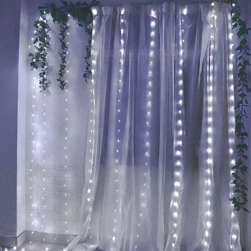 Guirnalda de luces LED con Control remoto para decoración navideña, cortina con USB para boda, lámpara de 3M para vacaciones, Bombilla de dormitorio, hada al aire libre
