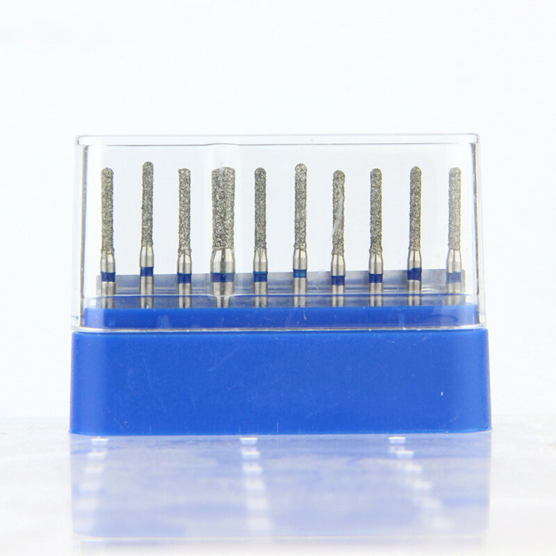 10pcs/set Dental Dimond Burs SR-11 Blue Rings Medium Dental Grinding Tools 141-012M High Speed 1.6mm FG Shank Burs for Dentistry