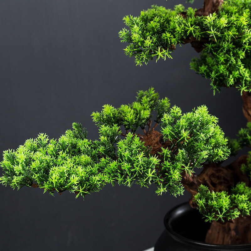 Casa dector simulado bem vindo pinho bonsai decoração sala de estar decoração desktop falso árvore plantas artificiais ornamentos vaso