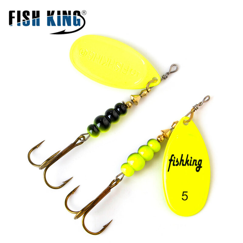 FISH KING-señuelo giratorio de Metal para pesca, cebo giratorio de 3,9g, 4,6g, 7,4g, 10,8g, 15g, con anzuelos triples